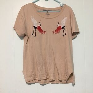 Cream T-shirt with bird patches